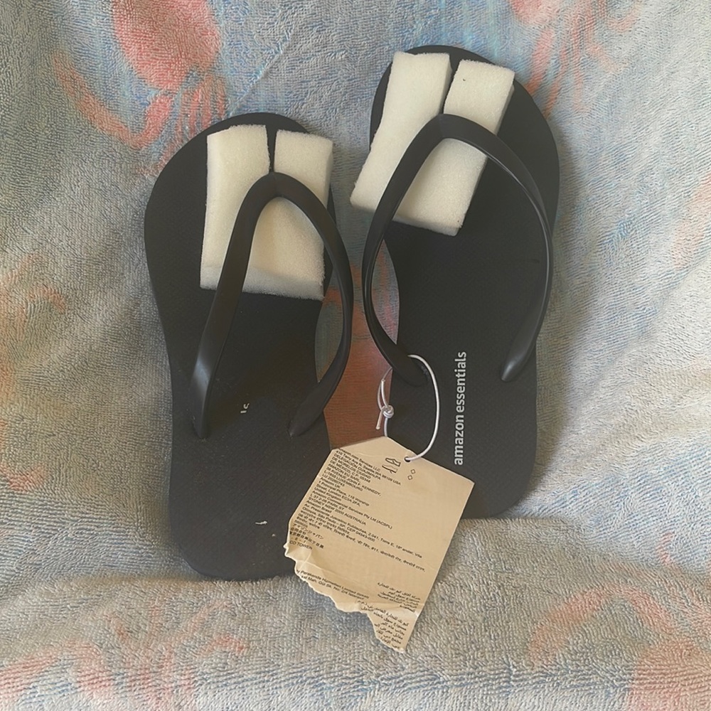 Navy Amazon flip flops